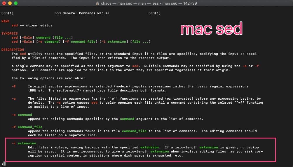 man sed @ macOS